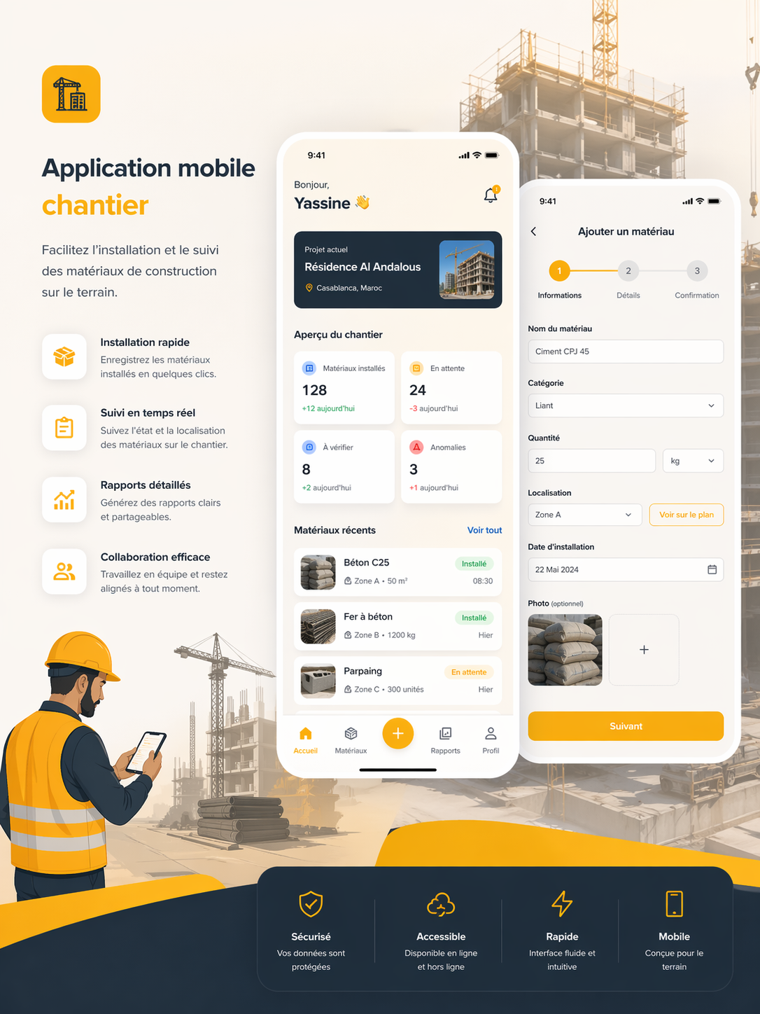 Application mobile chantier — Solinnova